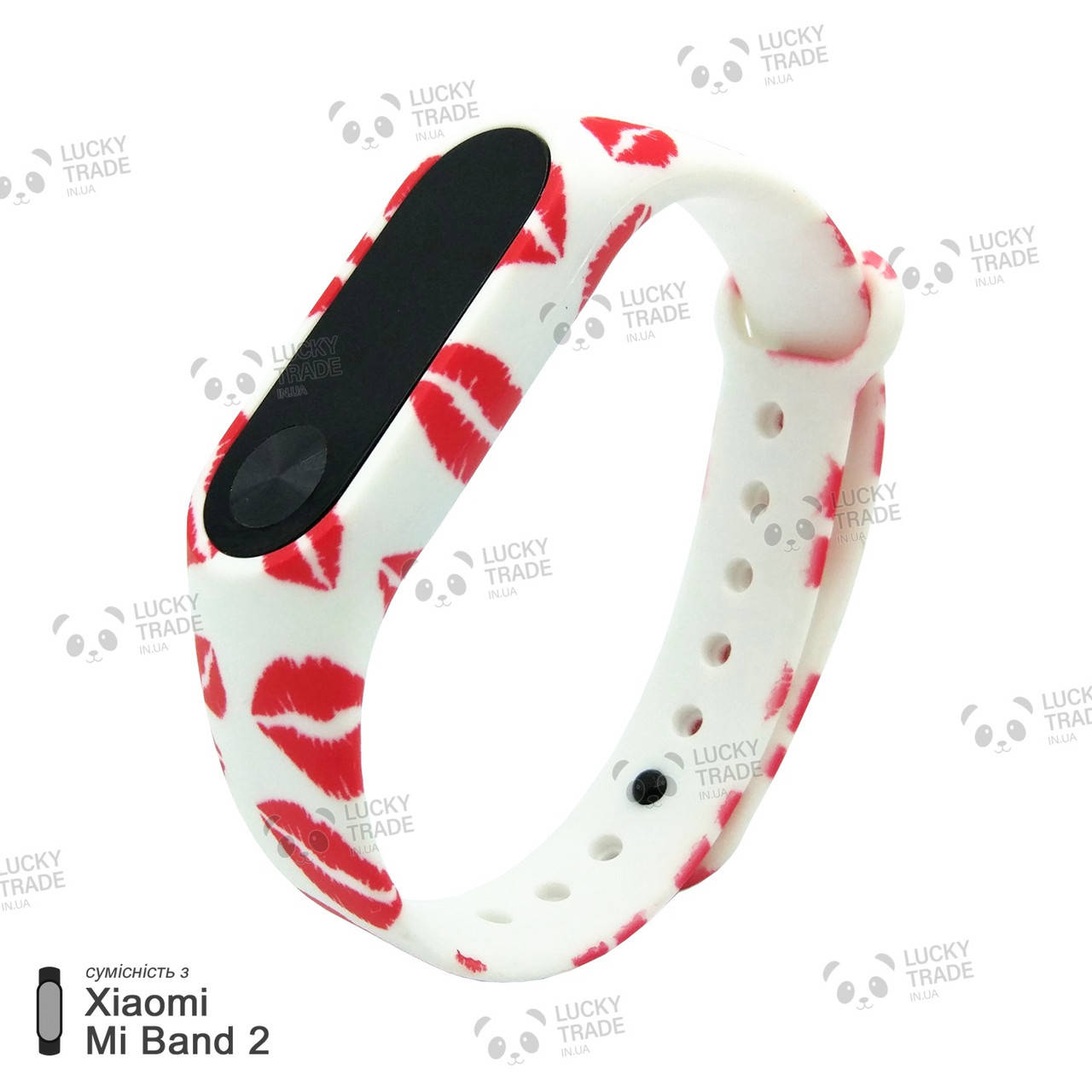 

Ремешок Xiaomi Mi Band 2 с рисунком силиконовый браслет miband Поцелуй - Белый [1605]