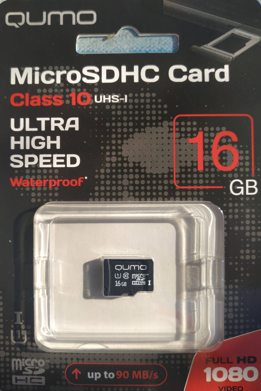 

Карта памяти микро SDHC Qumo16 гб класс 10 UHS- 1 без адаптера