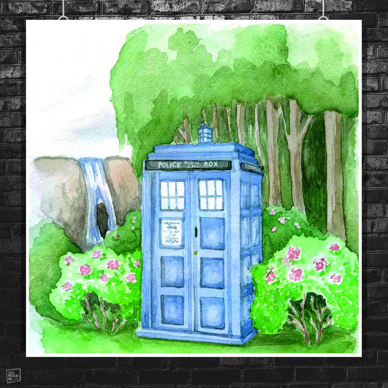 

Постер Доктор Кто, Тардис, Dr.Who, Tardis, акварельный рисунок. Размер 60x60см (A1). Глянцевая бумага