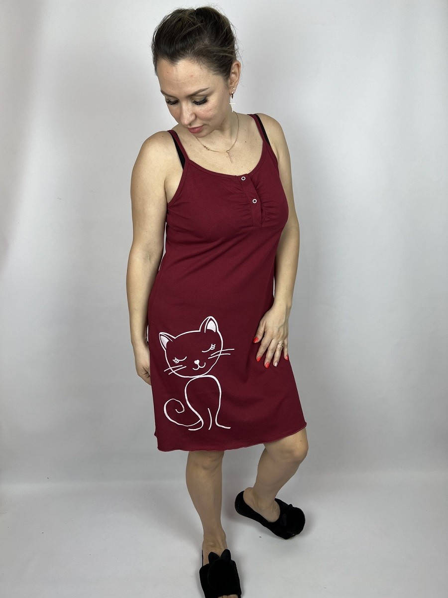 

Ночная рубашка для беременных Кот, бордо