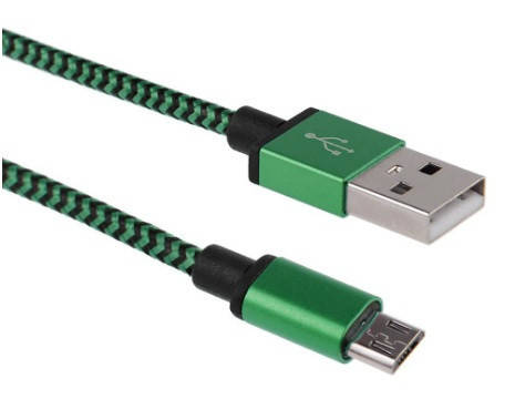 

Кабель micro USB ткань, плетенный зеленый Без бренда