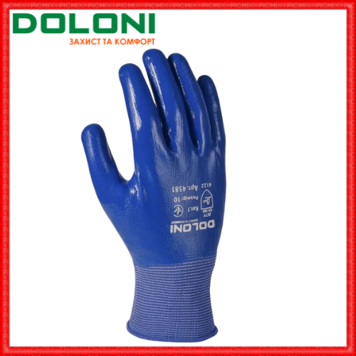 

Перчатки трикотажные c полным нитриловым обливом Doloni D-Oil синие 4581, Синий