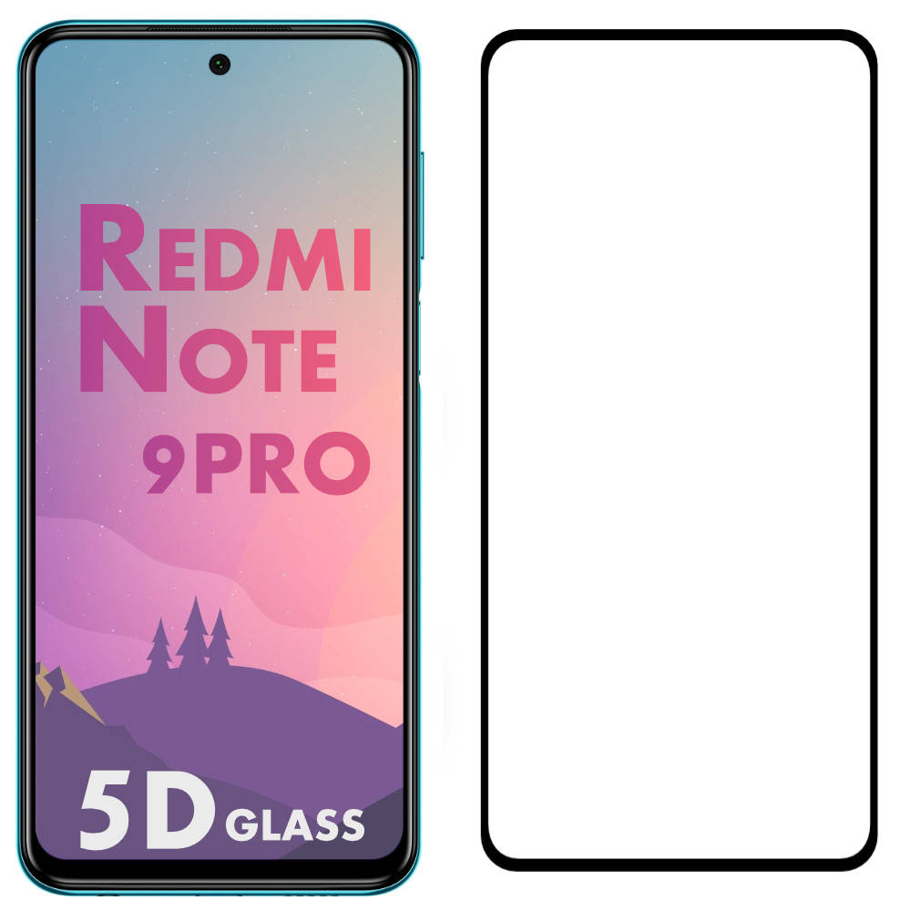 

5D стекло Xiaomi Redmi Note 9 Pro (Защитное Full Glue) Black, Черный