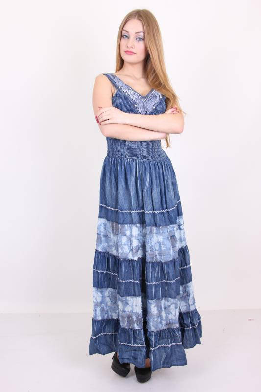 

Молодежный сарафан из качественного джинса в пол