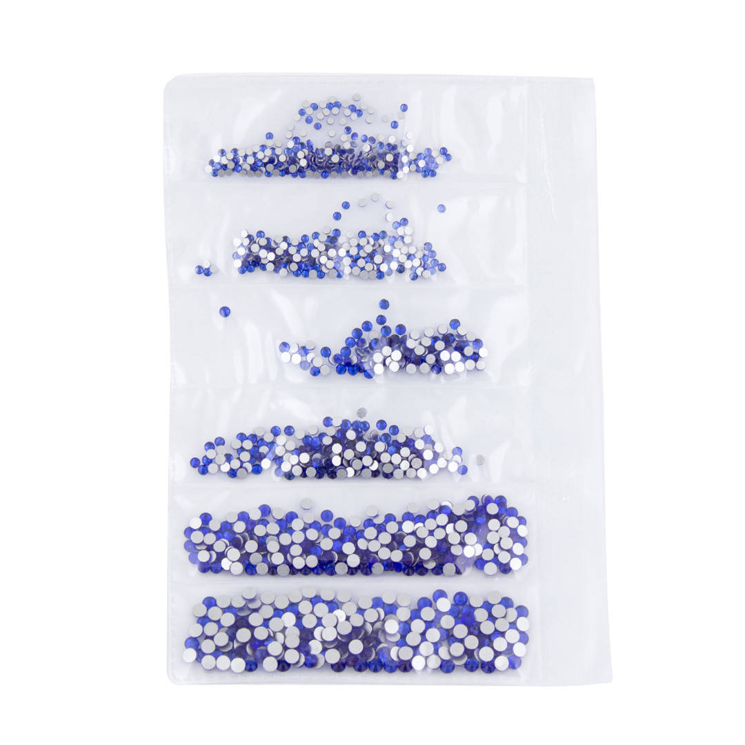 

Стразы для ногтей стеклянные MIX SS3-SS10 Sapphire 1440 шт, Синий