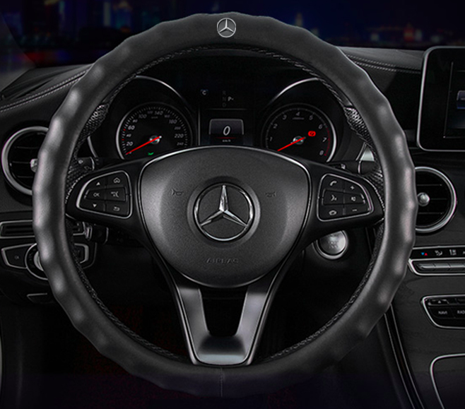 

Чехол оплетка на руль с кожи CirCar для автомобиля Mercedes, Черный