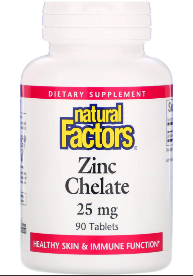 

Natural Factors, Хелатный цинк, 25 мг, 90 таблеток Natural Factors, хелат цинка, 25 мг, 90 таблеток
