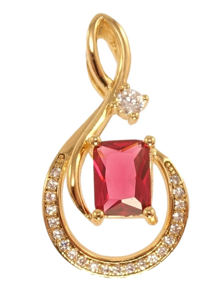 

Кулон Xuping Позолота 18K "Изящная подвеска с розовым фианитом и цирконием" для цепочки до 4мм