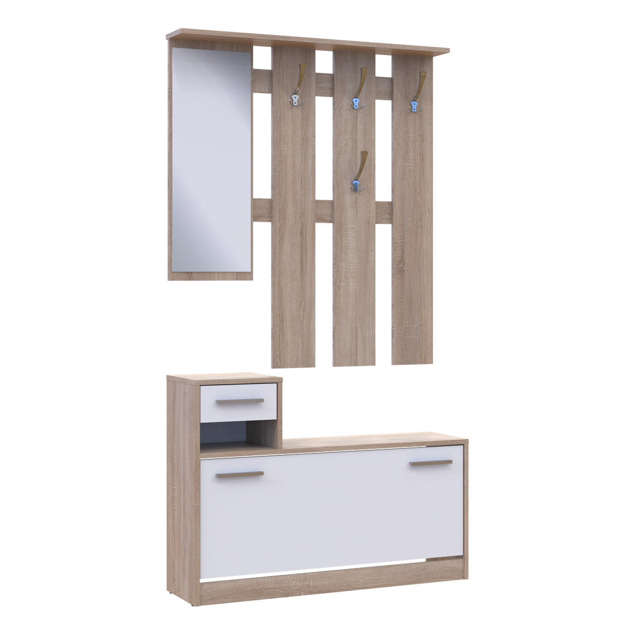 Передпокій Doros Alice Білий/Дуб Cонома 1 дзеркало 100х27х182,9 (44900238) 4