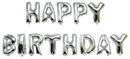

Воздушный шар фольга Буквы Heppy Birthday СЕРЕБРО