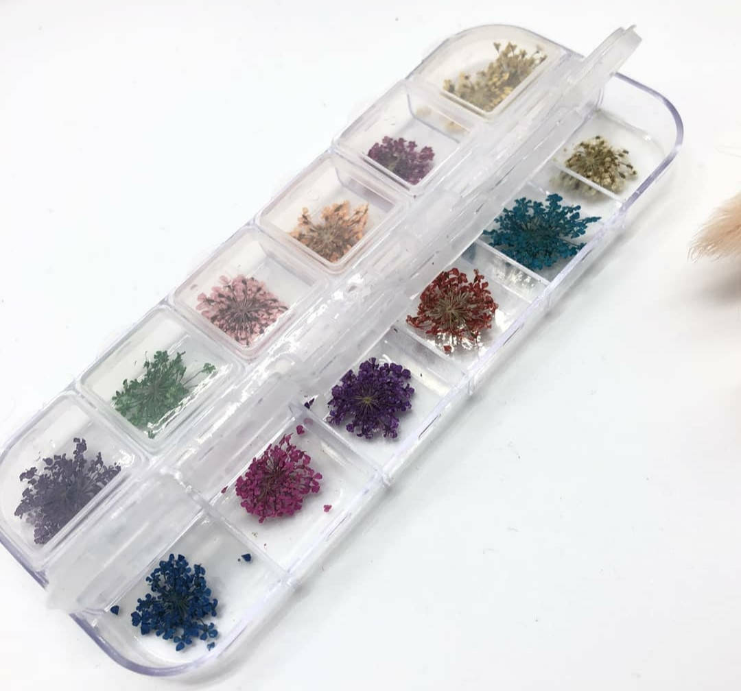 

Декор для дизайна ногтей Сухоцветы набор 12шт, Разные цвета