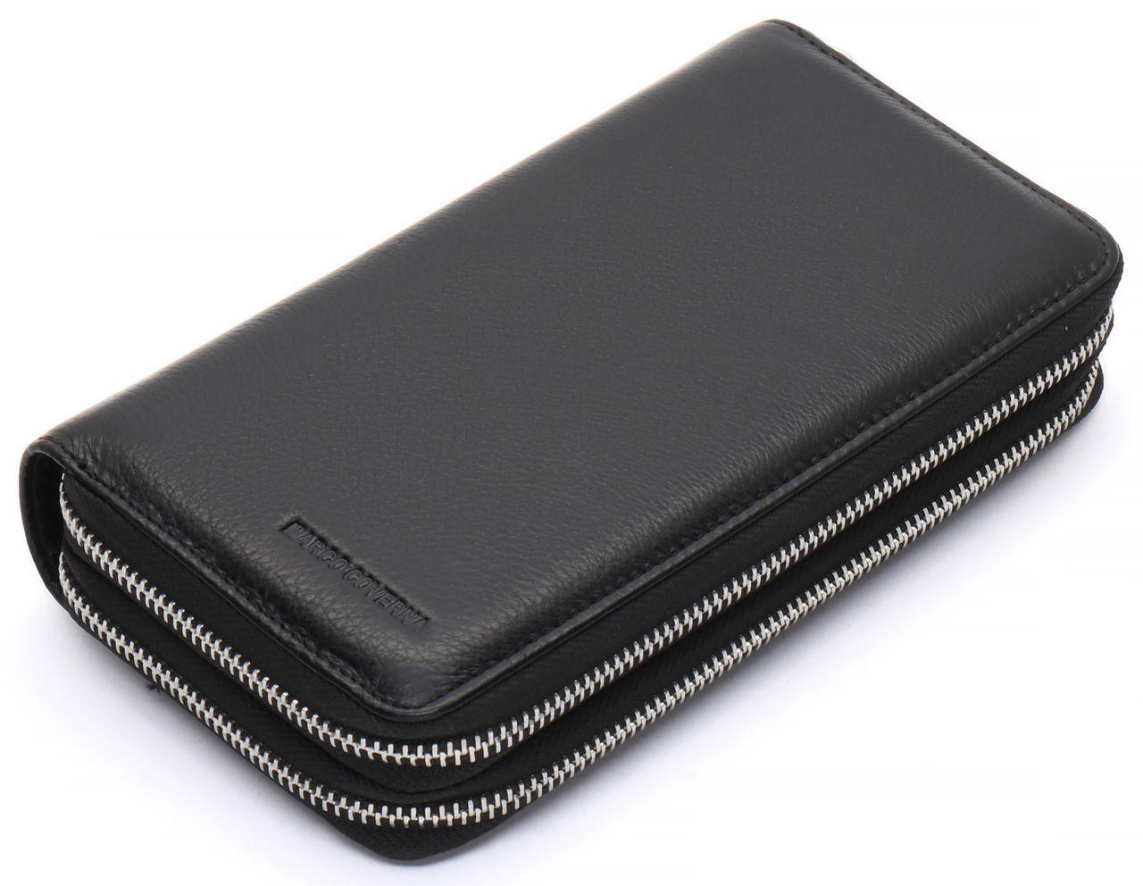 

Черный мужской клатч на две молнии из натуральной кожи Marco Coverna MC-801-1