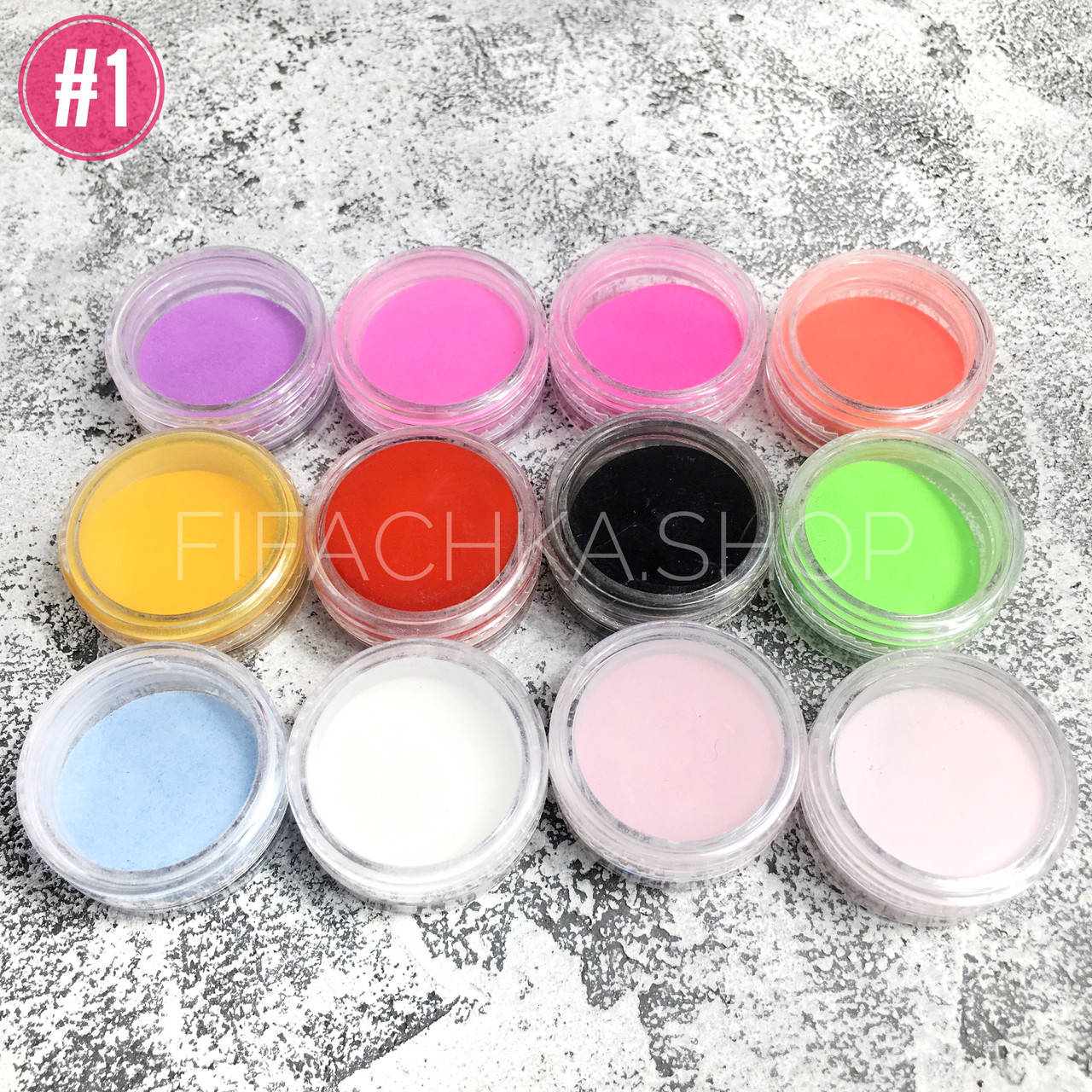 

Акриловая пудра цветная для дизайна ногтей, набор 12 шт №1, Разные цвета