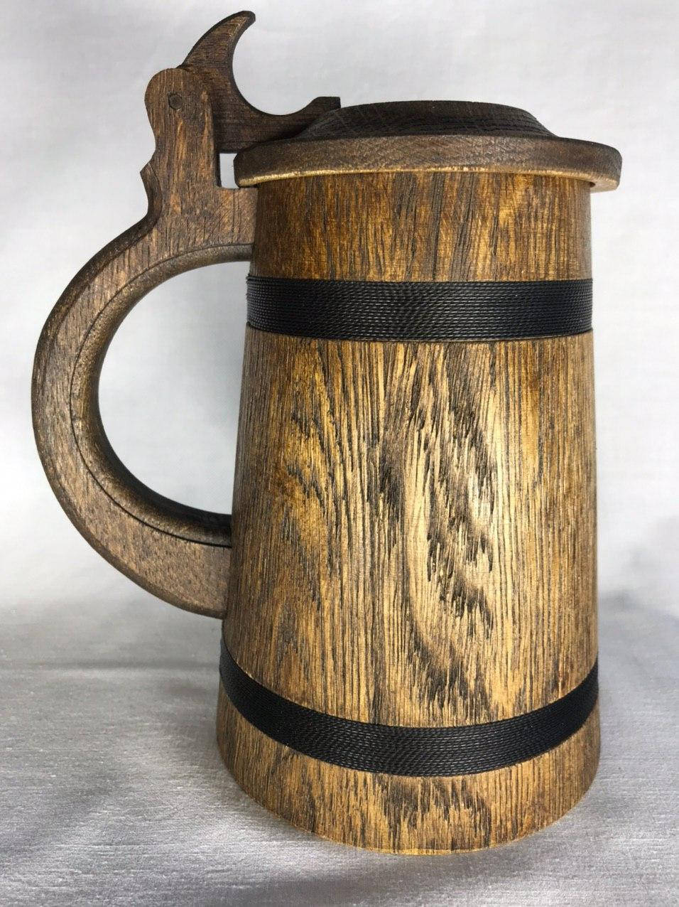 

Бокал деревянный для пива с крышкой, бокал для пива, пивной бокал