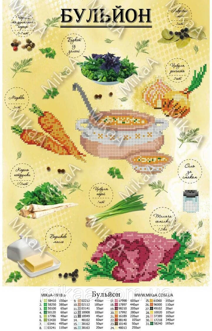 

Схема для вышивки бисером МИКАаА 1918 а Бульйон