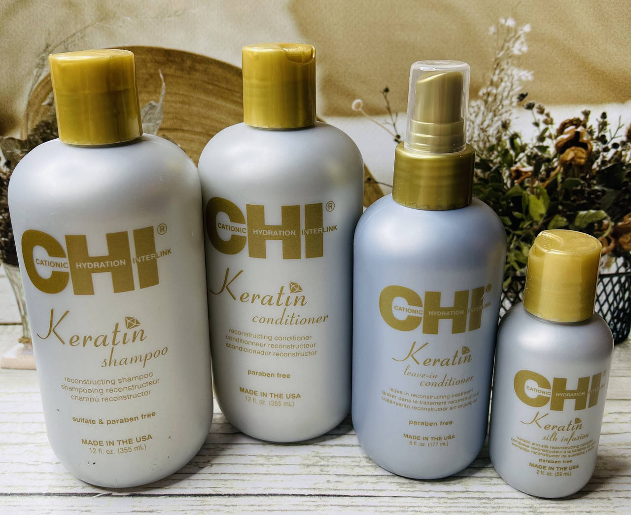 

Набор CHI Keratin шампунь, кондиционер, спрей и шелк