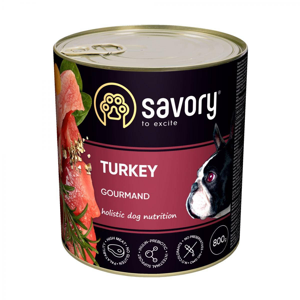 

Влажный корм Savory Dog Gourmand для взрослых собак (индейка) 800 г