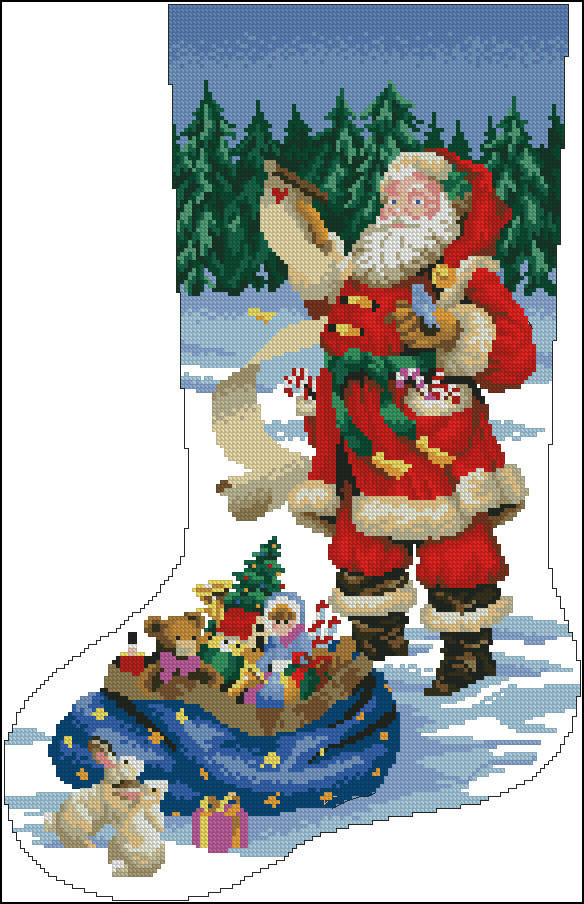 

Схема-заготовка для вышивки бисером новогодних сапожек СП-03