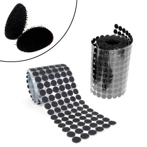 

Липучки кружки застежки 1000шт самоклеящиеся 15мм, черные, Черный