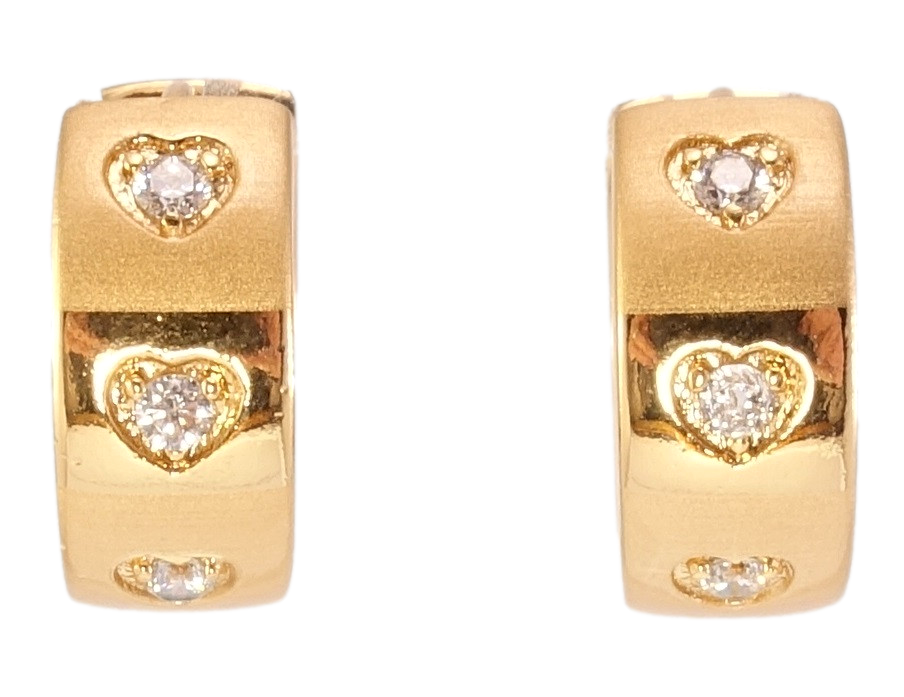 

Серьги Xuping Позолота 18K колечки "Орнамент сердечки с цирконием и напылением"