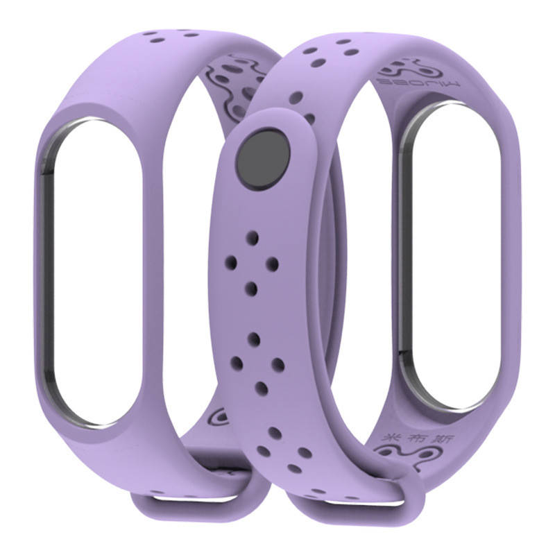 

Силіконовий перфорований ремінець MiJobs для Xiaomi Mi Band 3 / 4. Оригінал. Подарунок! Бузковий