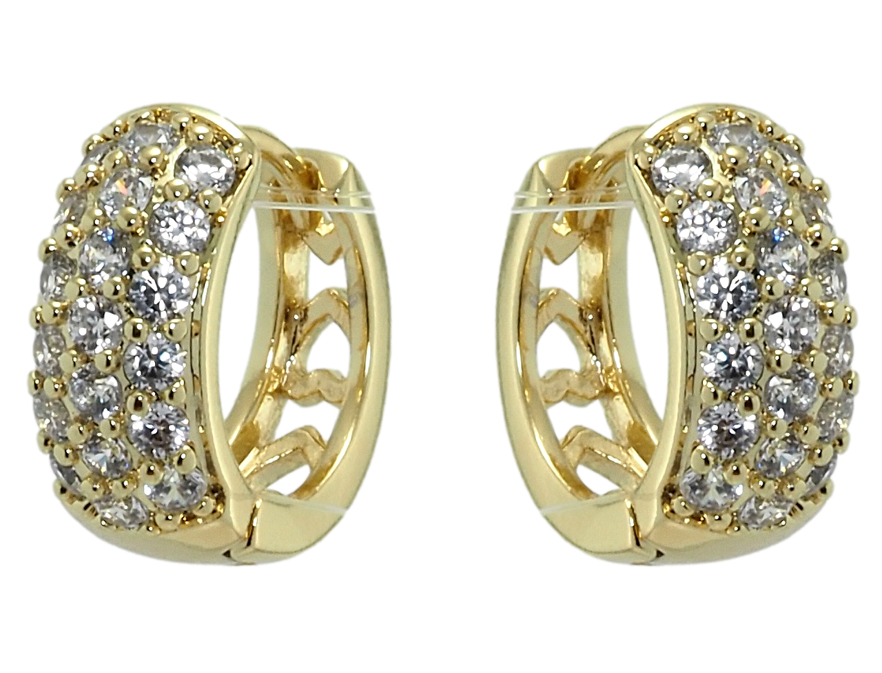 

Серьги Xuping Позолота 14K колечки "Три дорожки с цирконием"