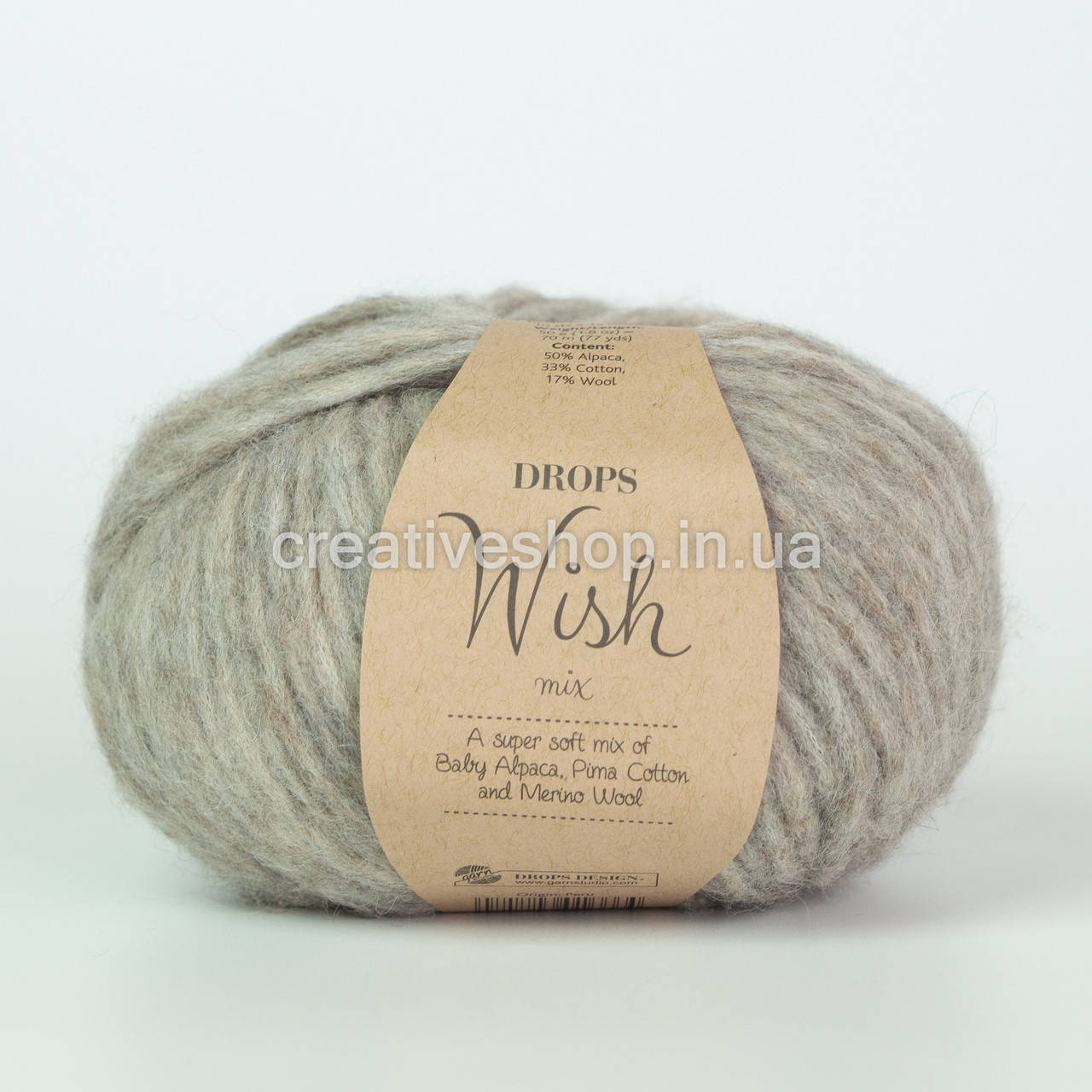 

Пряжа Drops Wish (цвет 08 grey beige)