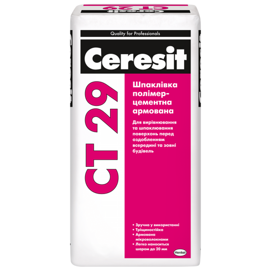 

Шпаклевка стартовая Ceresit CT 29 (25 кг) минеральная