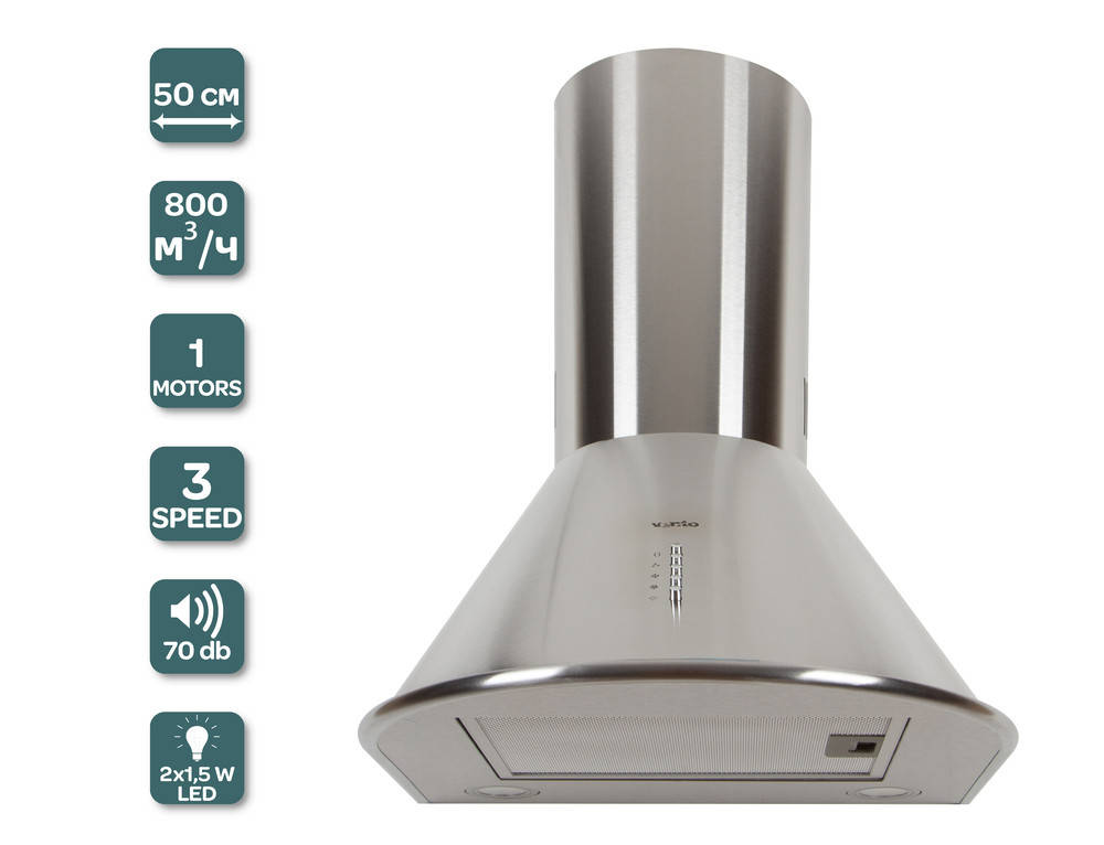 

Кухонная вытяжка Ventolux CAPRI 50 INOX