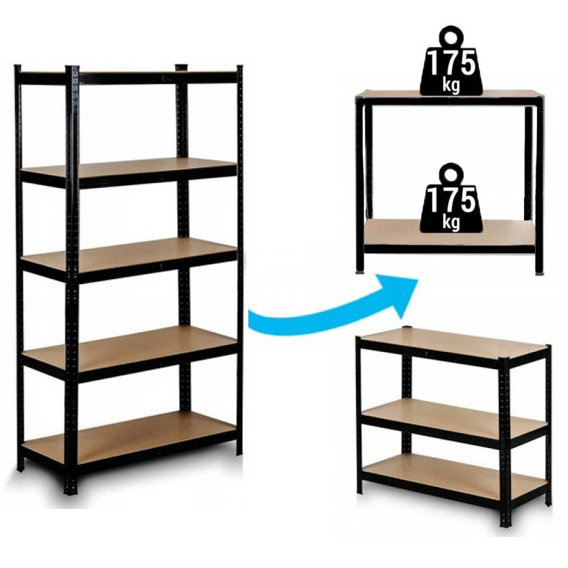 

Стеллаж металлический 180х90х40 для склада, гаража, магазина и подвала чёрный