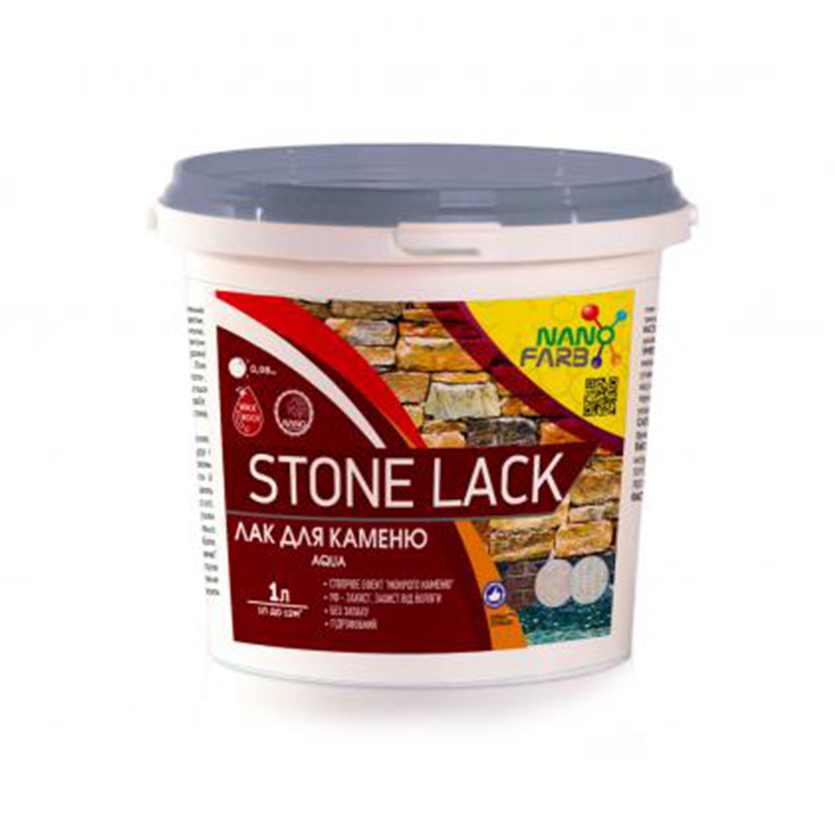 

Лак для камня NanoFarb Stone Lack мокрый эффект 1л, Прозрачный