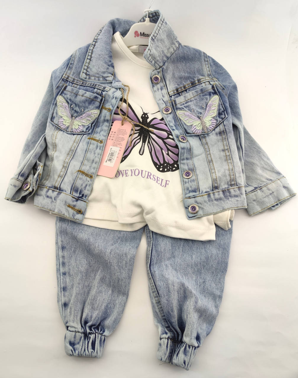 

Джинсовый костюм детский Турция 2 и 5 лет для девочки троечка с курточкой синий (КДМ7)