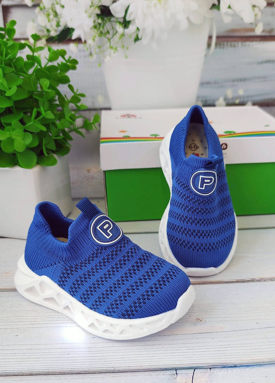 

LED светящиеся текстильные кроссовки носки 23 детские мокасины слипоны на мальчика