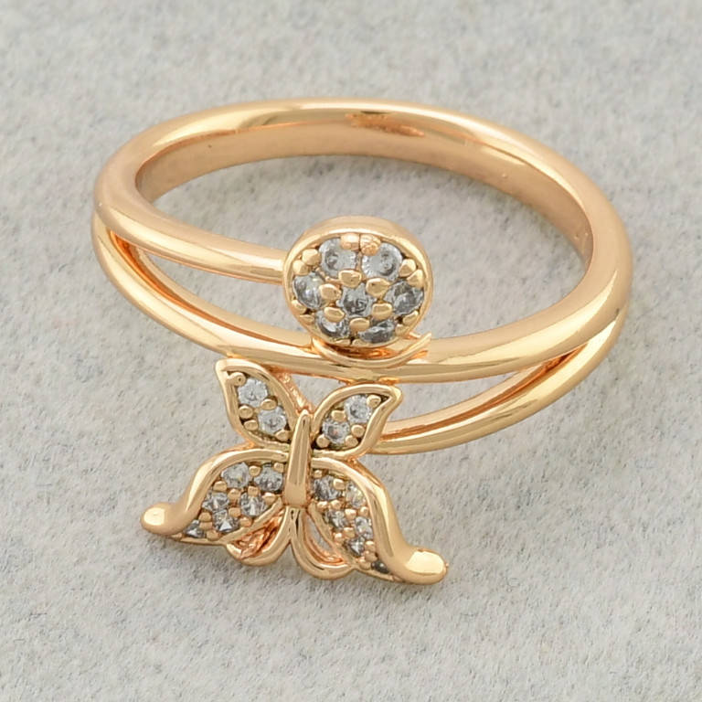 

Кольцо Xuping 14006 ширина 15 мм белые фианиты позолота 18К размер 17