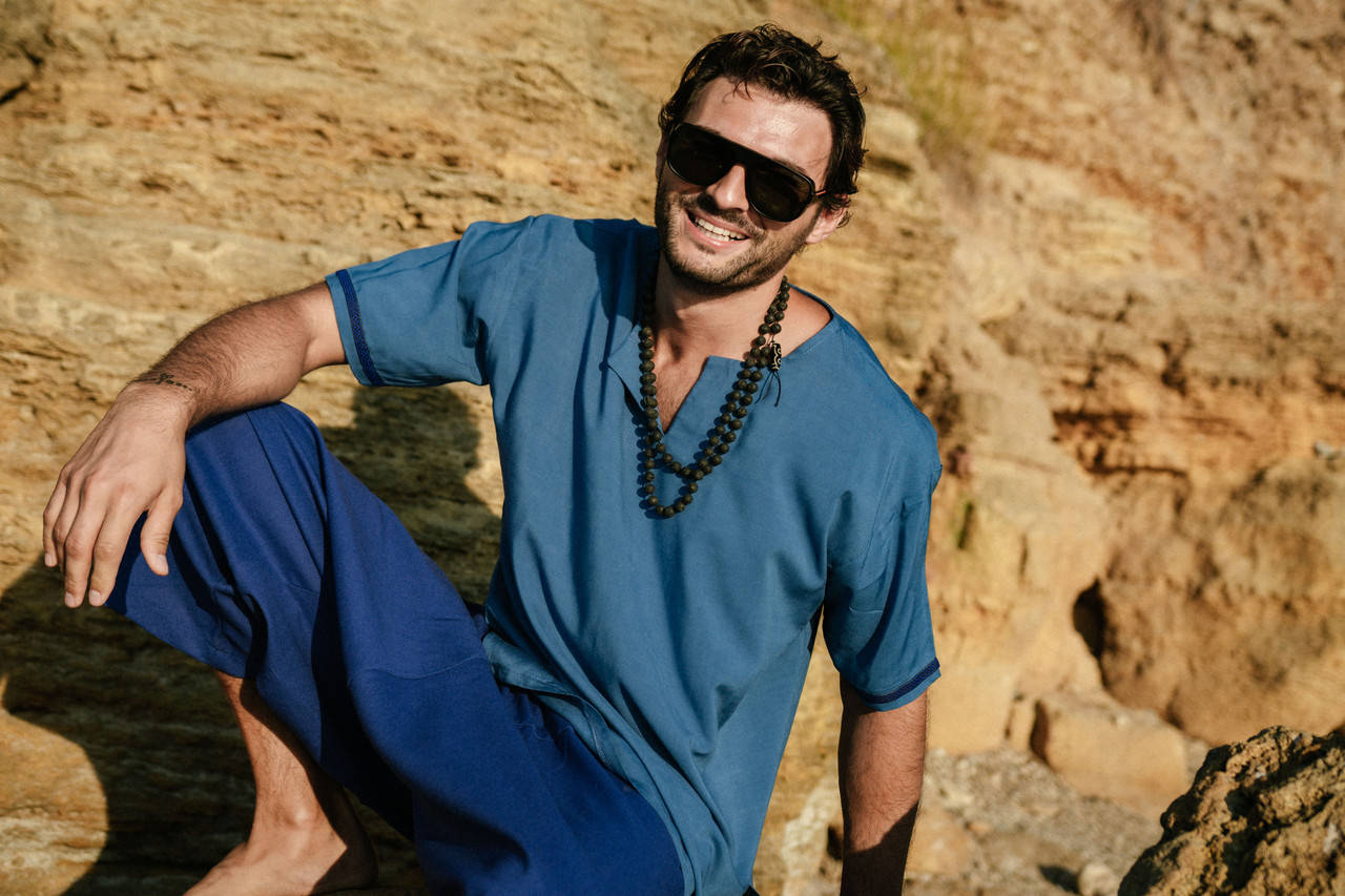 

Легкая комфортная рубашка, Синий