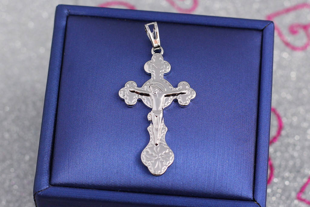 

Крестик Xuping Jewelry классический с распятием 4 см серебристый, Серебристий