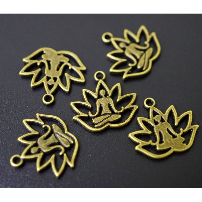 

Амулет в кошелёк Асана в лотосе под бронзу 10 штук