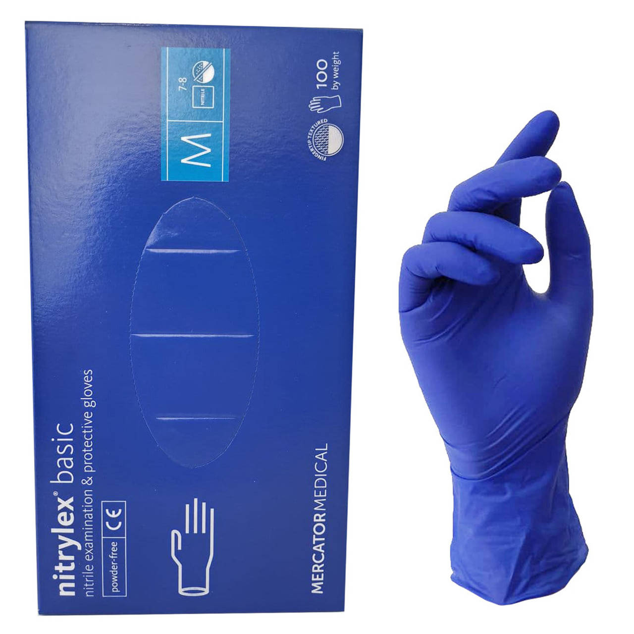 

Перчатки нитриловые NITRYLEX синие M 100 шт