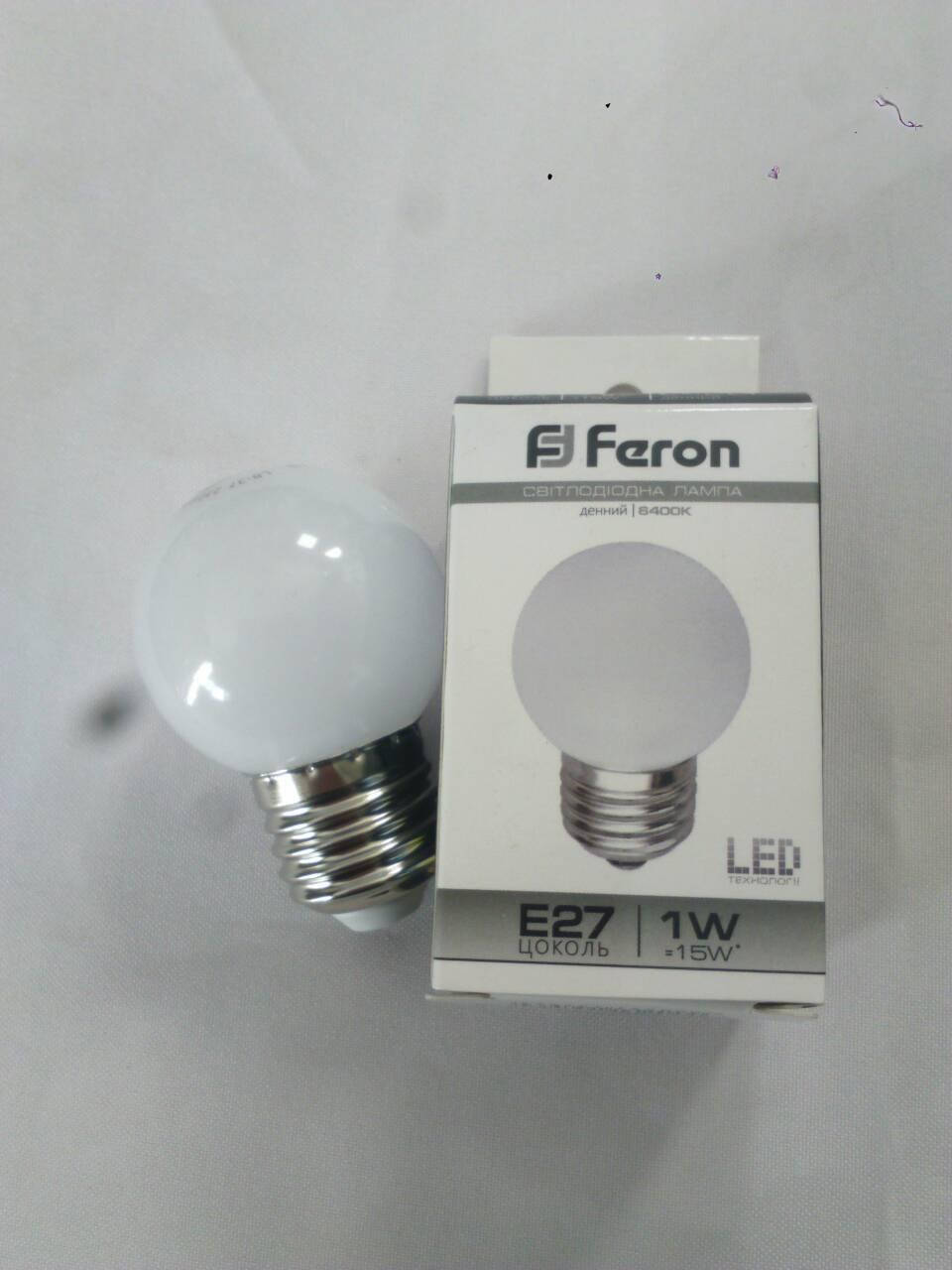 

Декоративная светодиодная лампа шарик Feron LB-37 E27 1W 6400К (белый холодный)