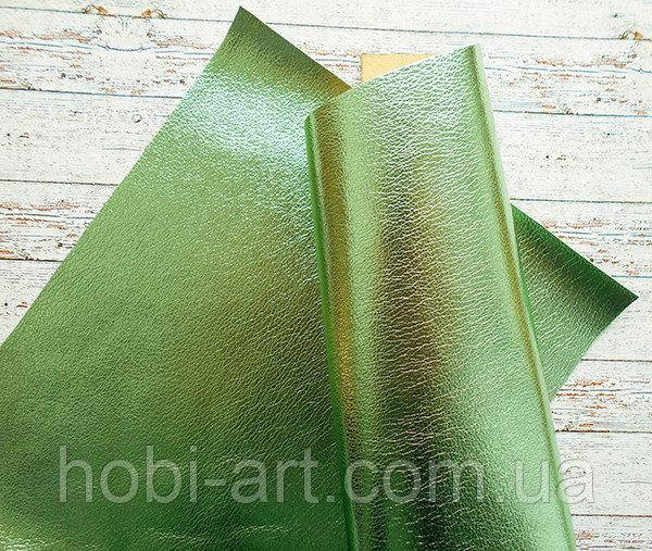 

Екошкіра блискуча 19х23см. оливкова
