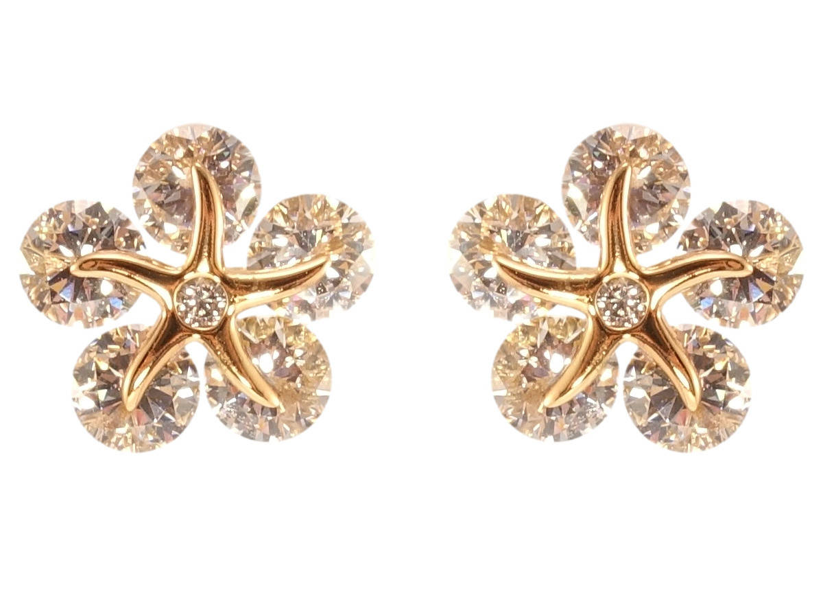 

Серьги Xuping QQMM Позолота 18K игла серебро 925 гвоздики (пусеты) "Кристальные цветочки"