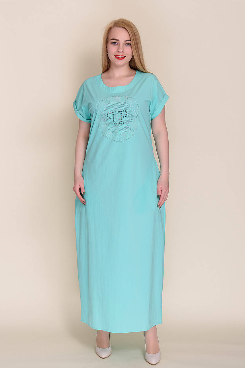 

Платье длинное женское летнее большой размер мятное 52 Опт и розница. 56