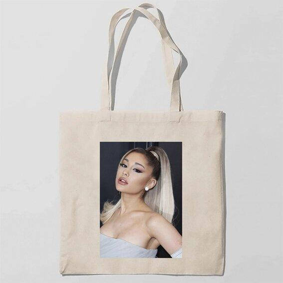 

Эко-сумка, шоппер с принтом повседневная Ariana Grande-Ариана Гранде, Бежевый