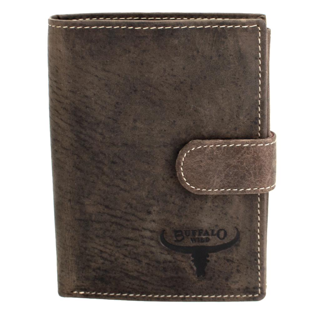 

Мужское кожаное портмоне вертикальное на кнопке Buffalo Wild RM-06L-HBW Brown, Коричневый