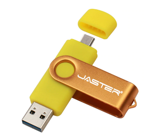 

USB OTG флешка JASTER 64 Gb micro USB Цвет Жёлтый ОТГ для телефона и компьютера, Желтый