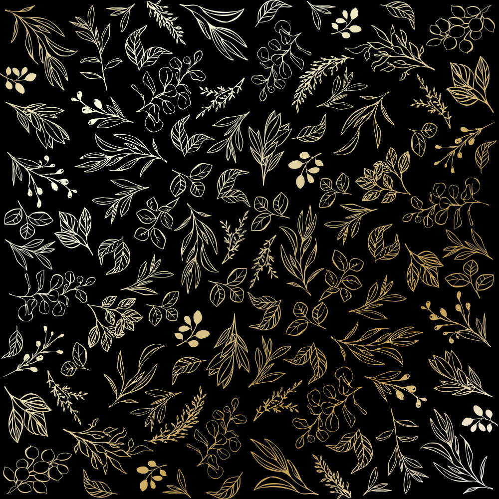 

Папір з фольгуванням - Golden Branches Black - Fabrika Decoru - 30x30