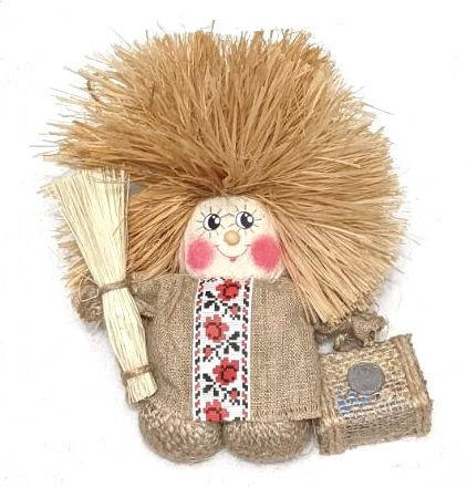 

Домовенок Кузя пушистик 20 см. в вышиванке