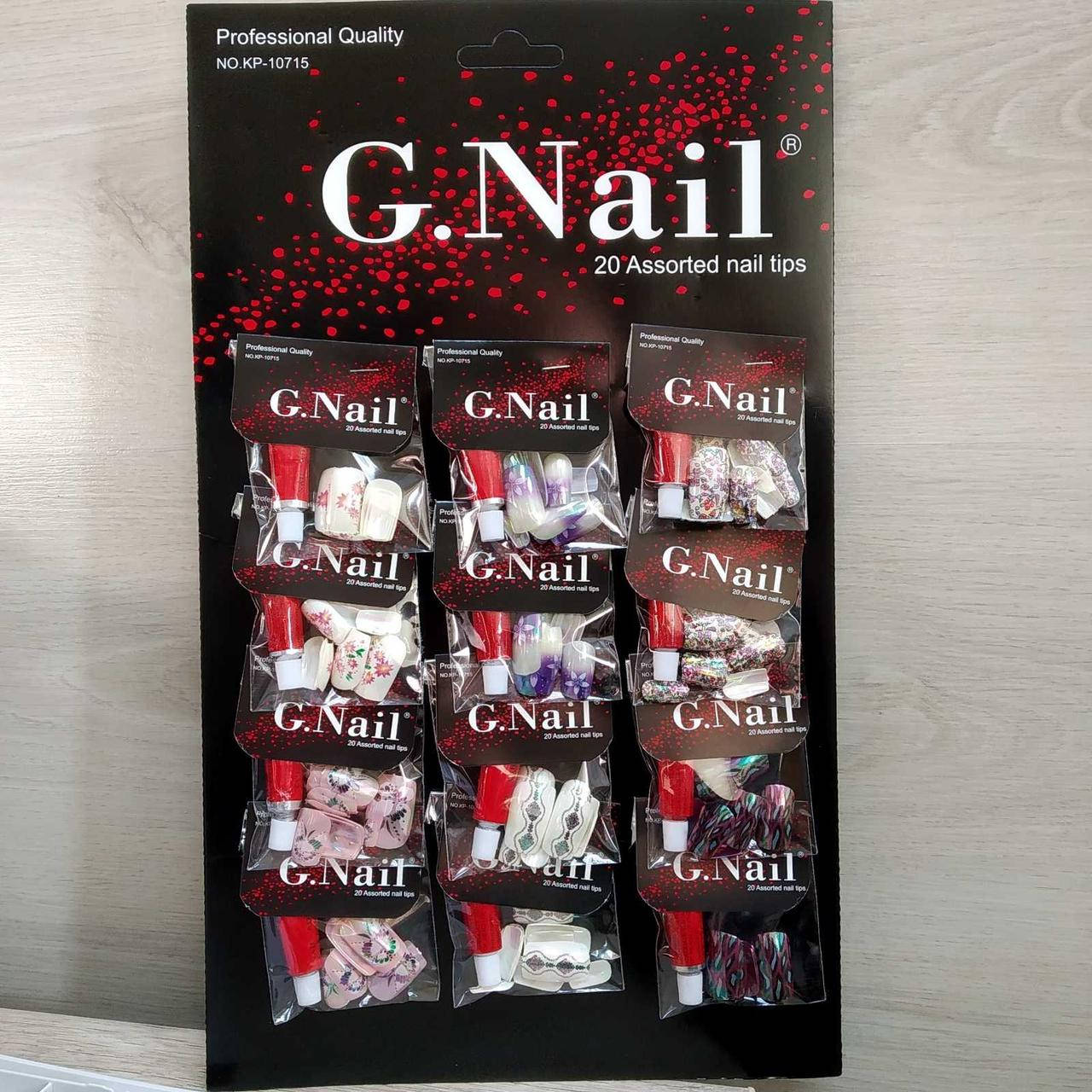 

Ногти накладные голографические с рисунком и клеем упаковка 12 штук G Nails KP-10715 № 1