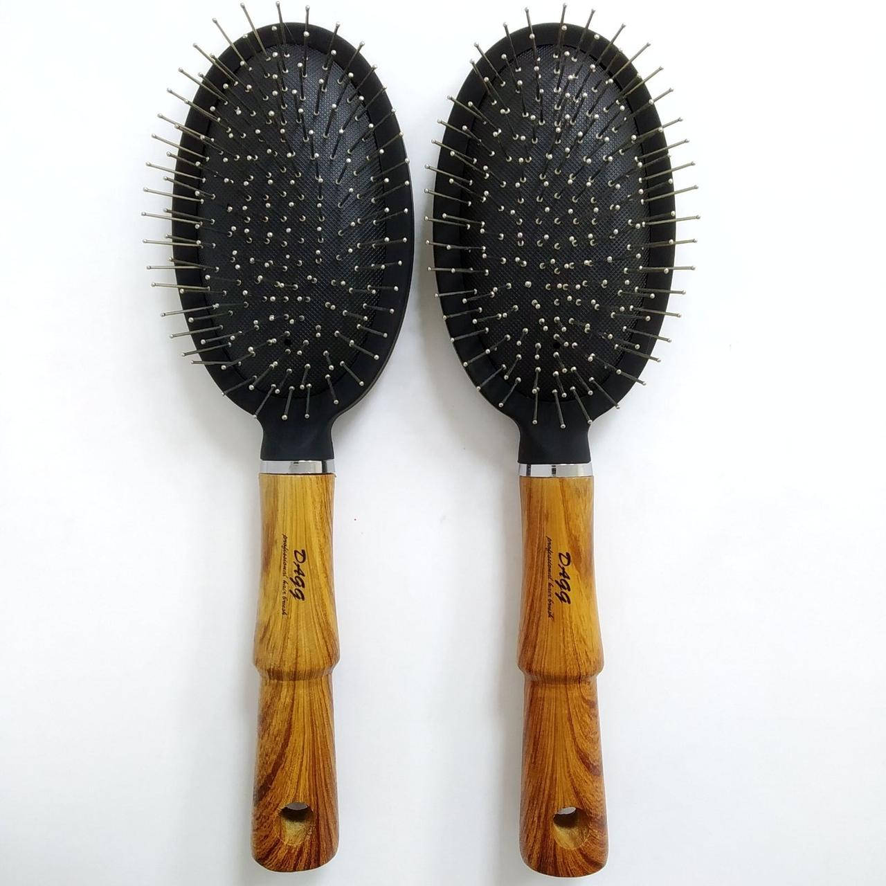 

Массажная расческа для волос с деревянной ручкой и железными зубчиками DAGG, Черный