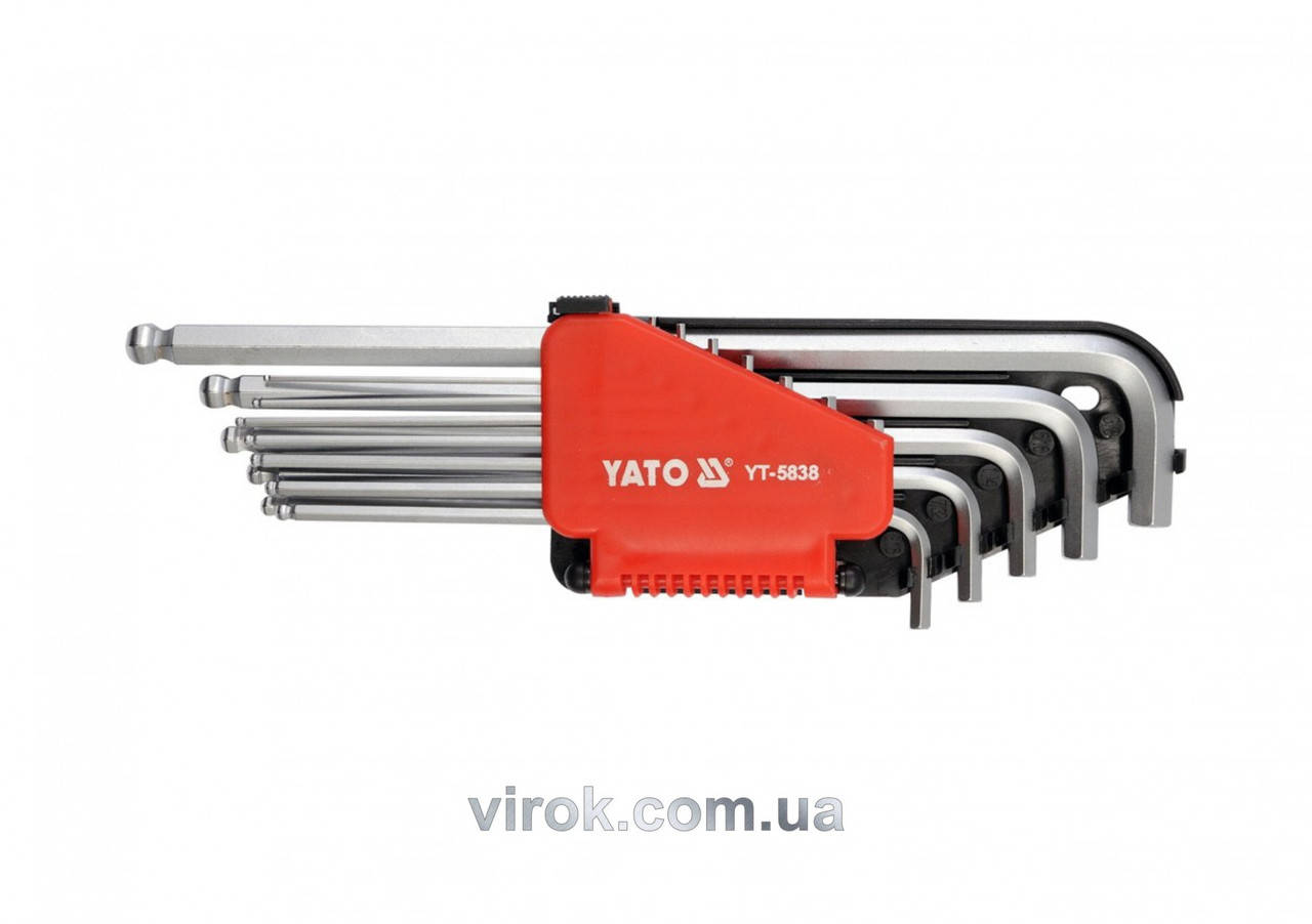 

Набор ключей шестигранных Г-образных дюймовых с шаром YATO 1/16"-3/8" 12 шт YT-5837